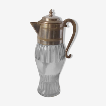 Glass and silver metal ewer pitcher