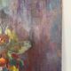 Still life and flowers, oil on panel signed Marina Farolet.