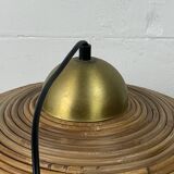 Lampe à suspension XL 71 cm en roseau, rotin, bambou et laiton, Italie