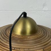 XL 71 cm Pencil Reed, Rattan, Bamboo and Brass Pendant Hanging Lamp, Italy