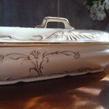 Brush holder and soap holder hamage nord, art nouveau, floral décor edging gold.