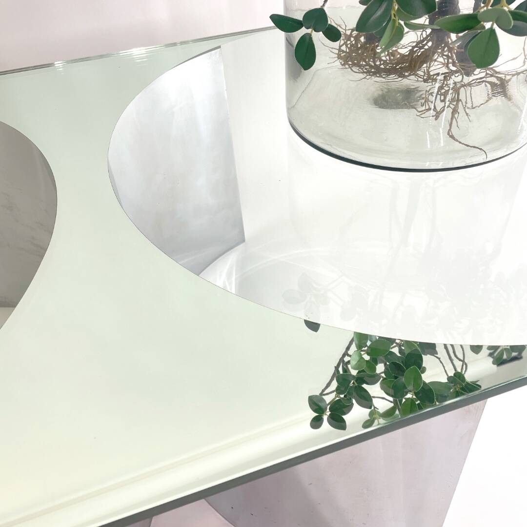 Silvered Crystal Coffee Table Jorn Mod. 3102 by G. Raimondi, Italy