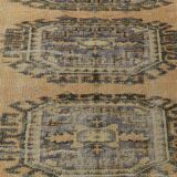 Faded Mustard Geometric Pattern Vintage Persian Runner Rug, 85x306 Cm