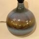 Vintage stoneware ceramic lamp signed JM, 1970s/80s, bohemian raffia rope lampshade