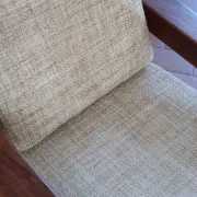 Scandinavian armchair, teak, beige fabric, 1960s.