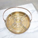 Plateau de service à apéritif vintage en laiton et en verre