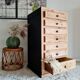 Old wooden chest of drawers raw and black wood
