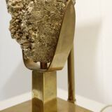 Mid-century table lamp in pyrite stone - original shade
