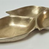 Plateau feuille laiton massif vintage