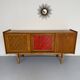 Antique French vintage 50s design wooden and rattan sideboard