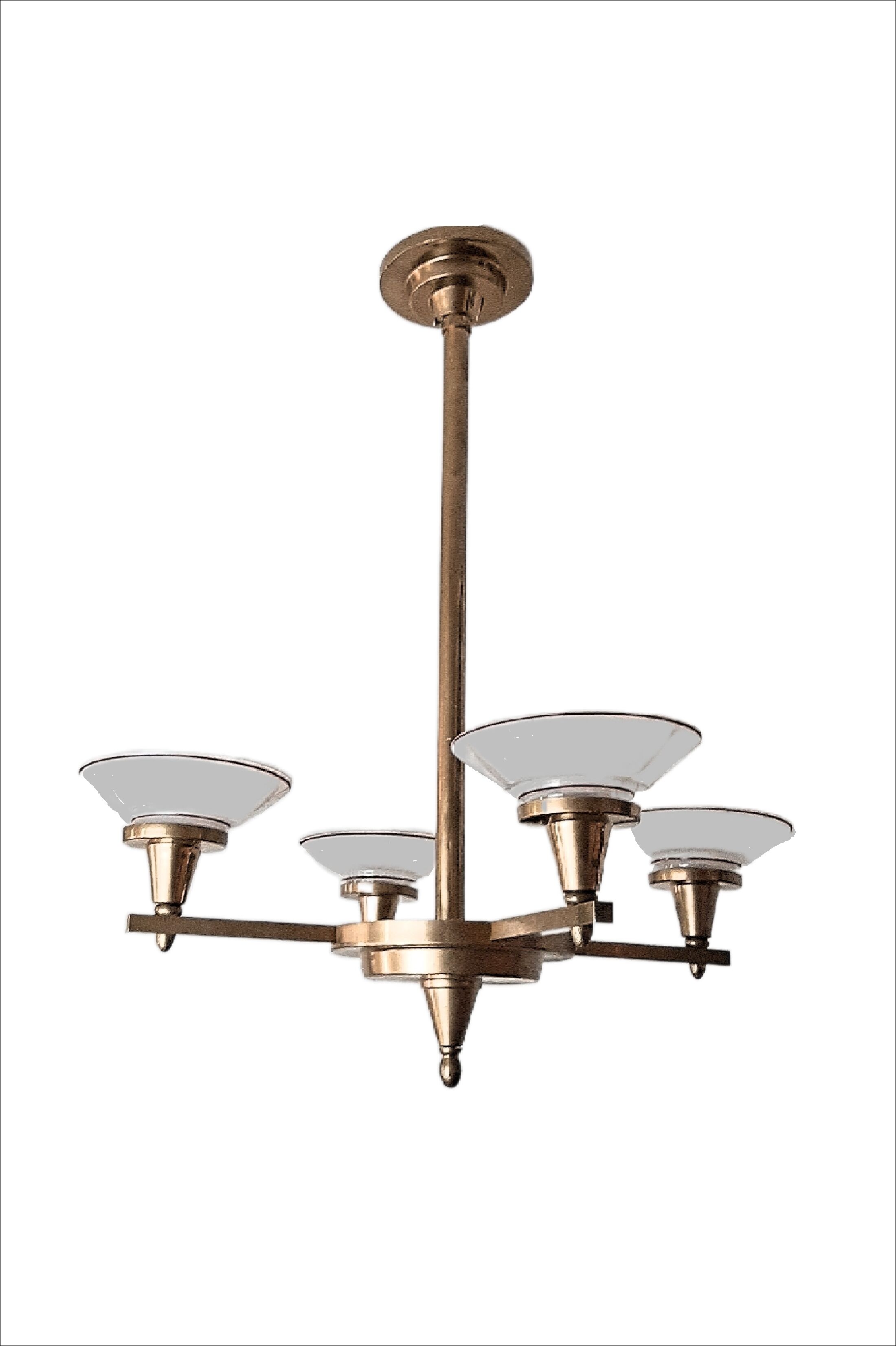 Chandelier Art Deco geometric shape, vintage c 1935