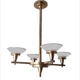 Chandelier Art Deco geometric shape, vintage c 1935