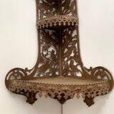 Hand-cut wooden corner shelf with bird decoration from the 1900s