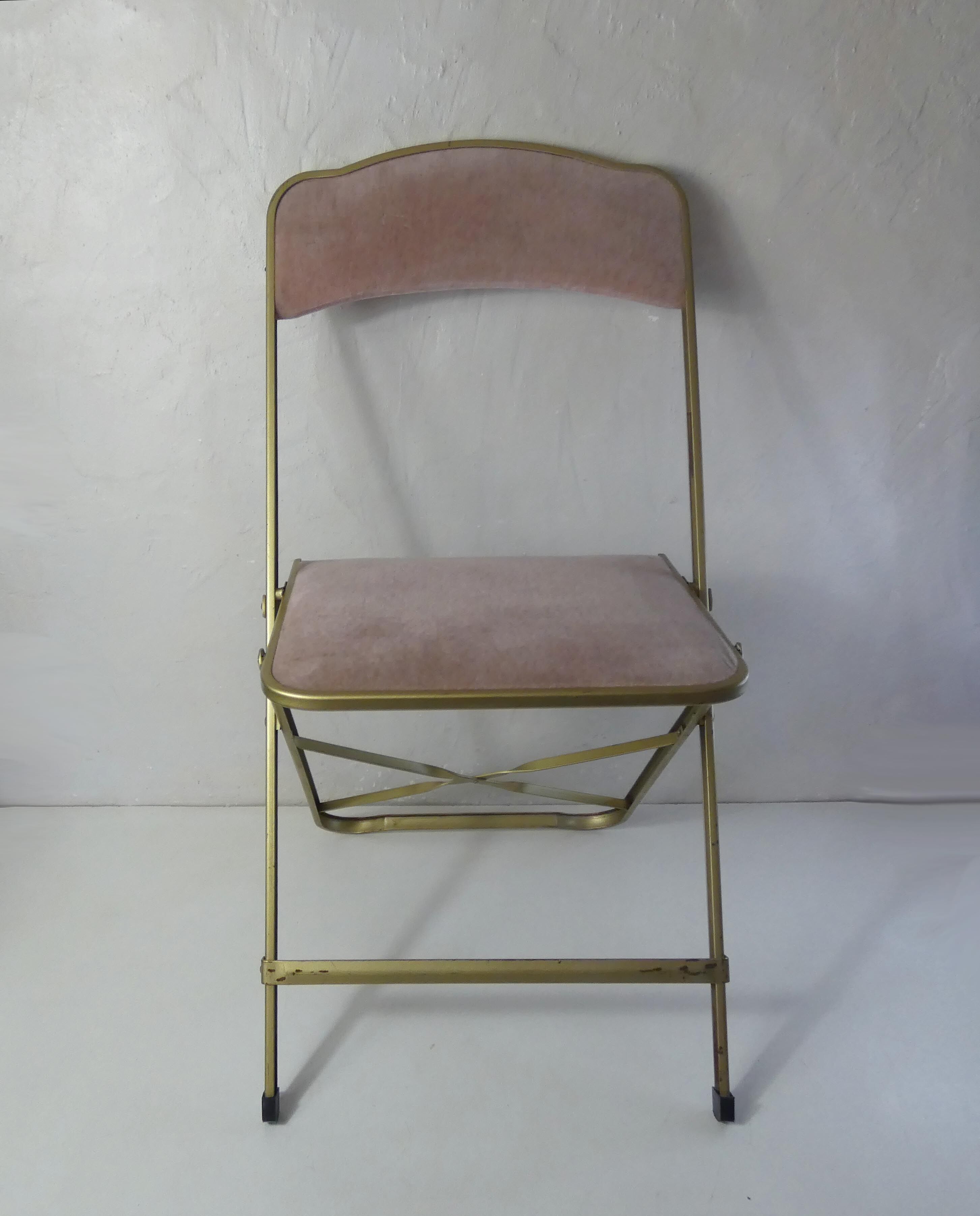 Folding chair chaisor powder pink velvet