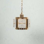 Vintage brass and frosted glass pendant, Vitrika glass pendant.