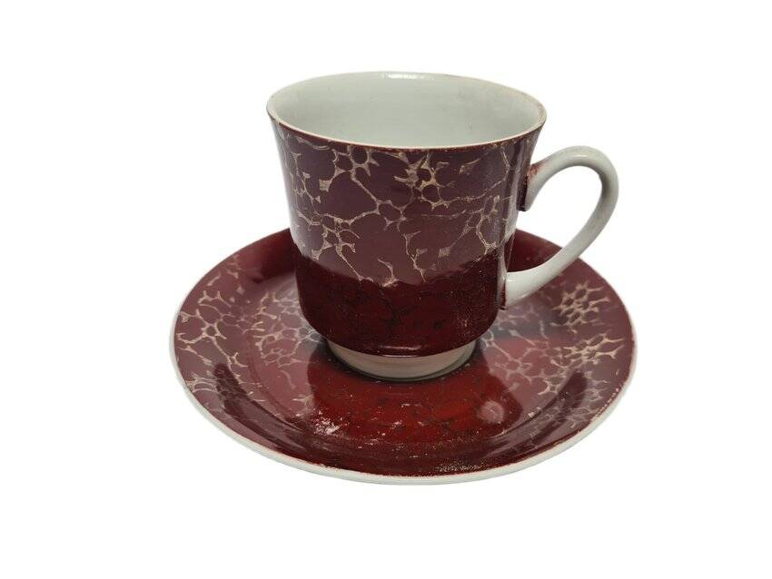 Vintage Polish cup and saucer from Wałbrzych Pottery, 1970s, set of 2