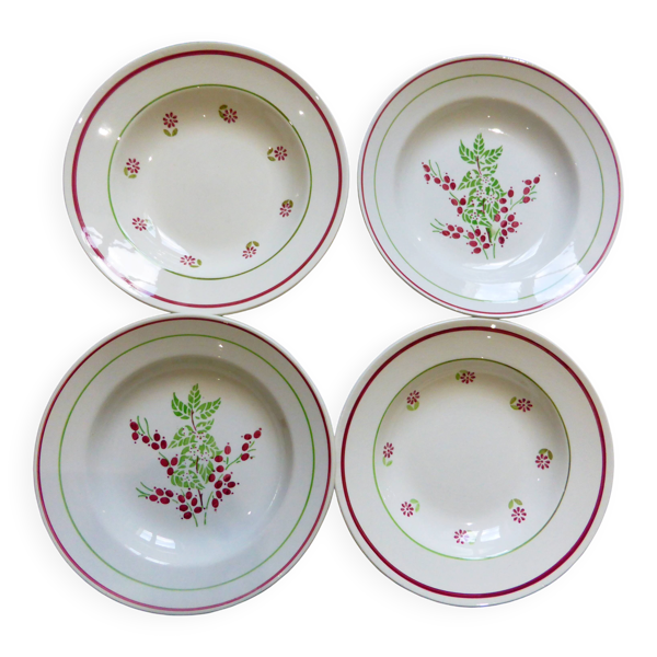 Set de 4 assiettes creuses dépareillées