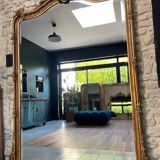 Antique mirror with pediment, 199.5/147cm, late 19th century, beveled glass