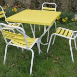 set of table and 4 chairs for garden or terrace in painted metal