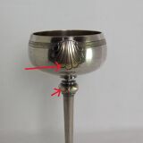 Silver Metal Liquor Set Consisting Of Six Stemmed Glasses On Their Tray