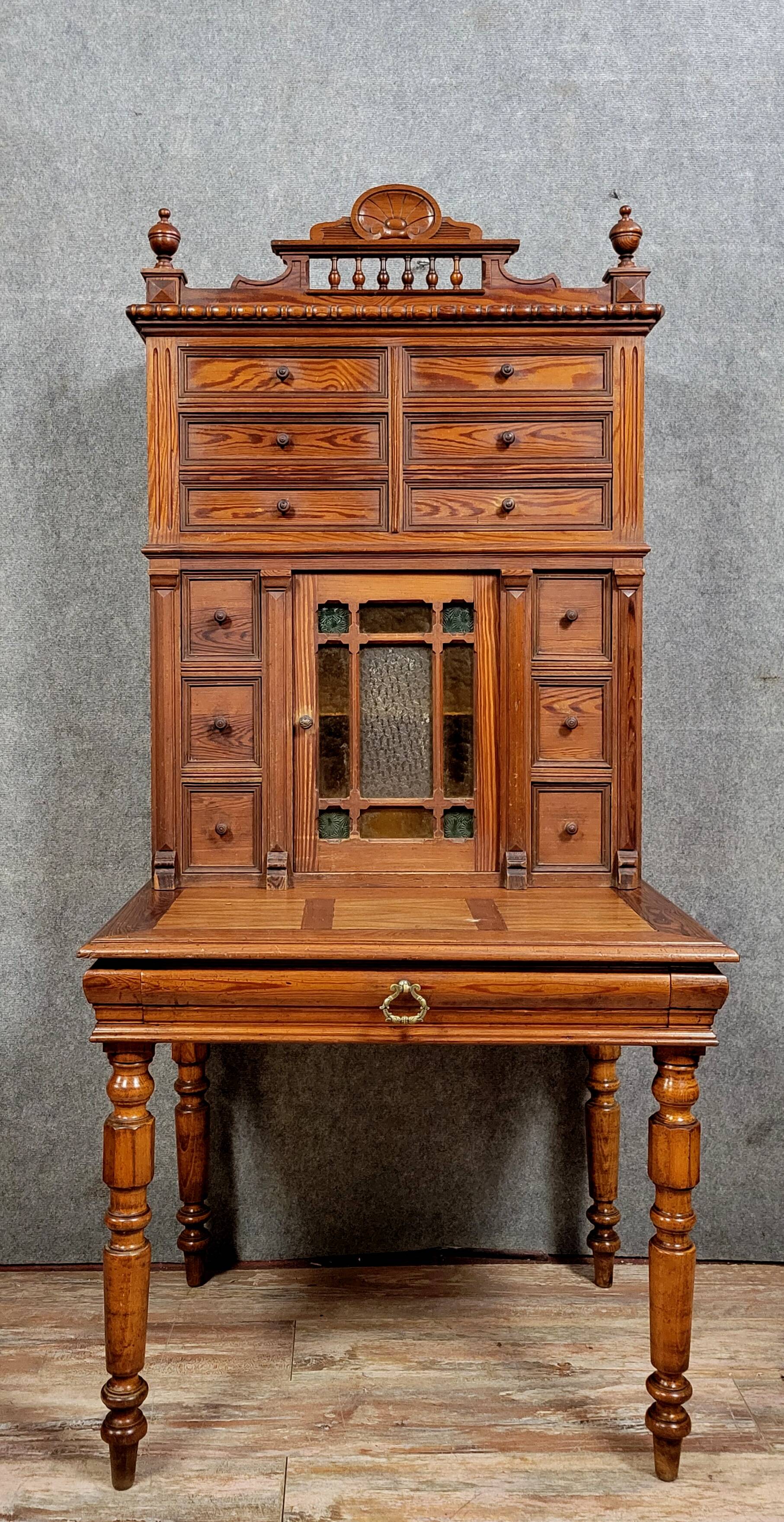 Napoleon III period tiered happiness of the day desk in pine circa 1880