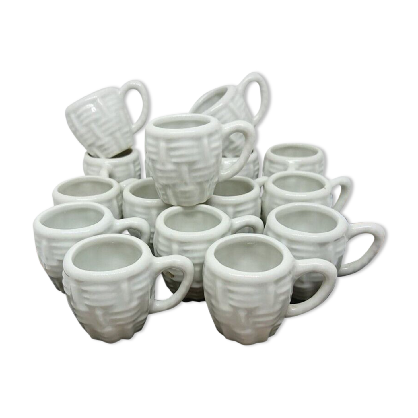 White Ceramic Mini-Chopes/Shot Basket Decor