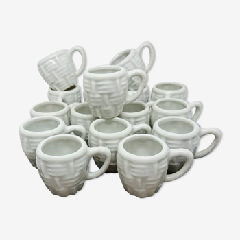 White Ceramic Mini-Chopes/Shot Basket Decor