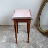 Table billot avec marbre rose art déco