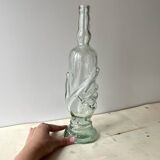 Legras glass bottle "transparent hand" circa 1920, antique carafe
