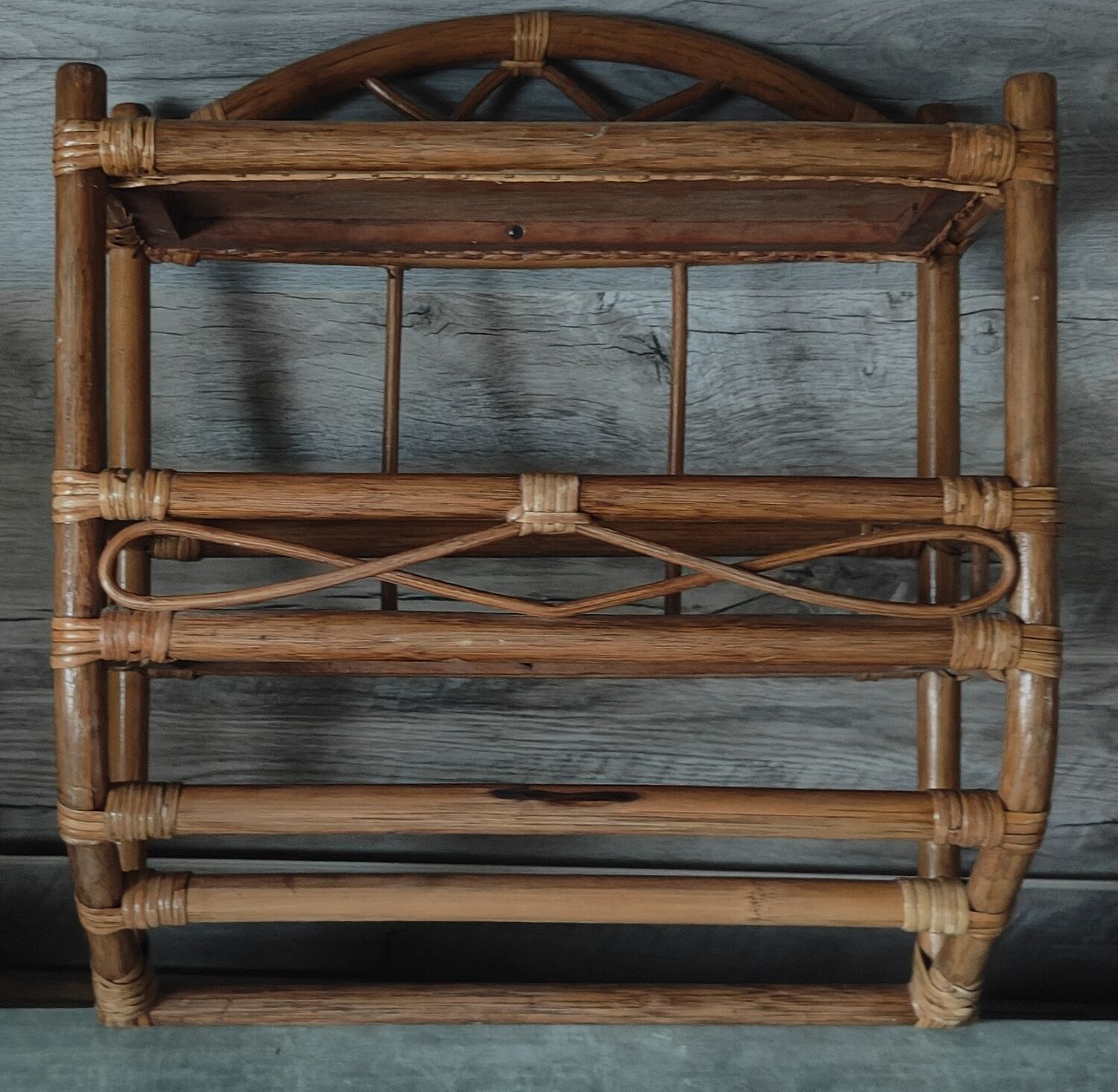 Vintage rattan shelf