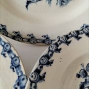 Trio of Gien soup plates – Chardon model in navy blue