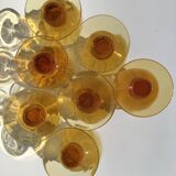 7 Verres à pieds ambre
