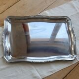 Grand plateau de service vintage en métal argenté