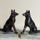 Pair of Art Deco bookends to signed wolf dogs