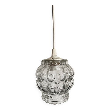 Petite suspension forme clochette muguet verre bullé