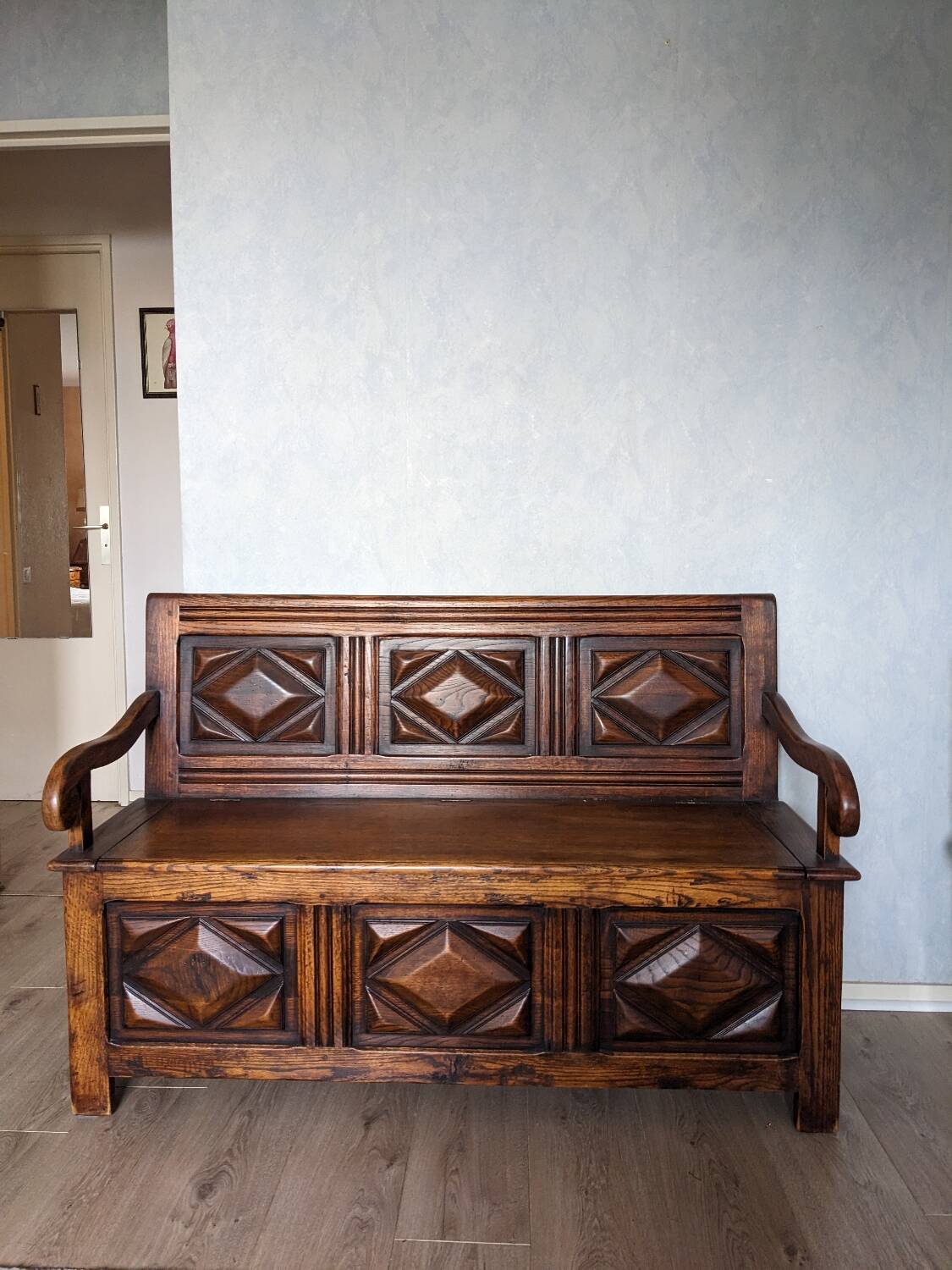 Wooden storage bench