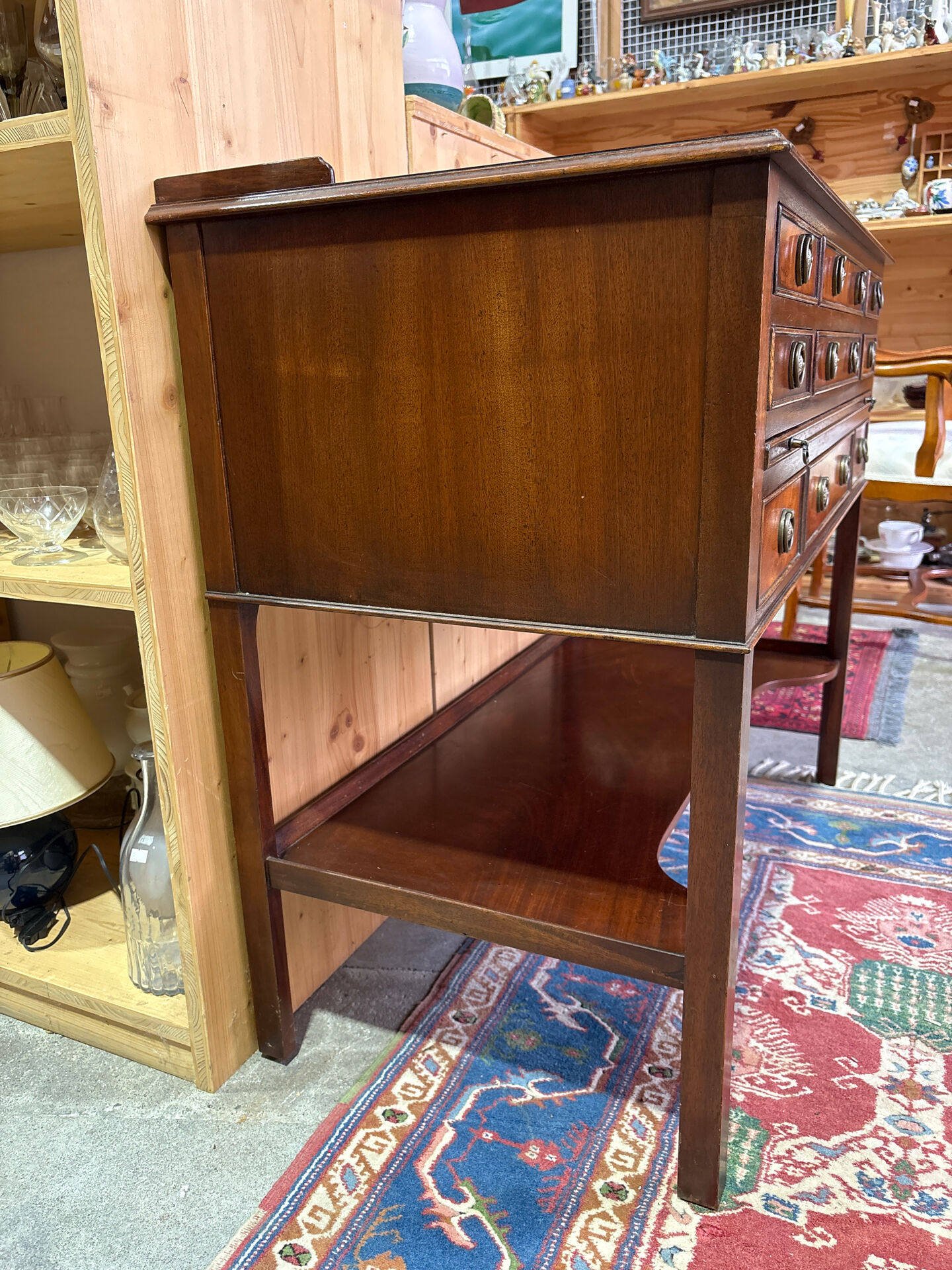English mahogany sideboard with numerous drawers – sliding top