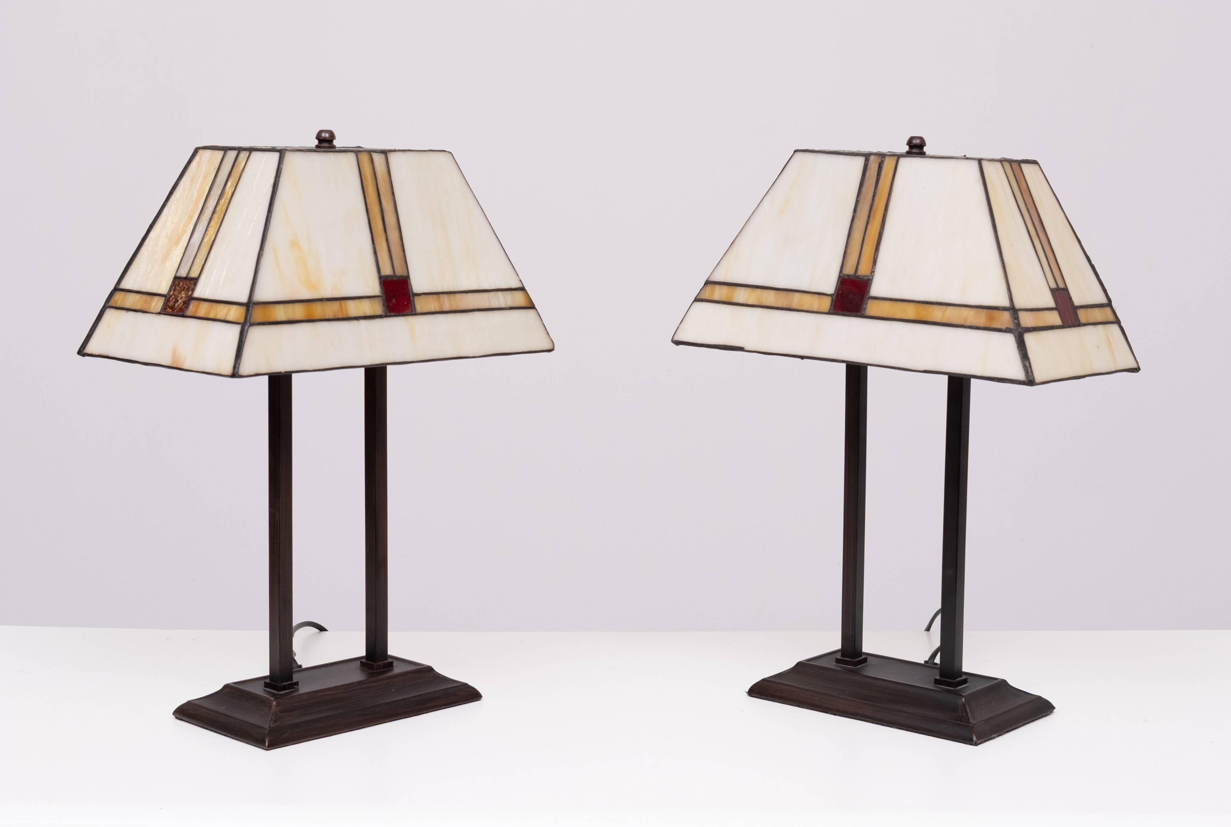 Lampes de table Art Déco Tiffany des années 1980, Hollande