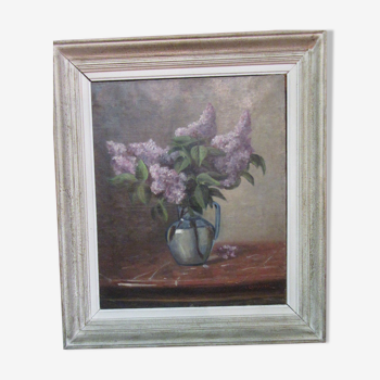 Oil on canvas lilac bouquet by l lechevalier