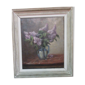 Oil on canvas lilac bouquet by l lechevalier