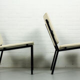 Set of 2 Industrial minimalist black metal tube frame chairs, 1960s