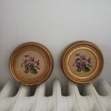 Pair of miniature gold round frames