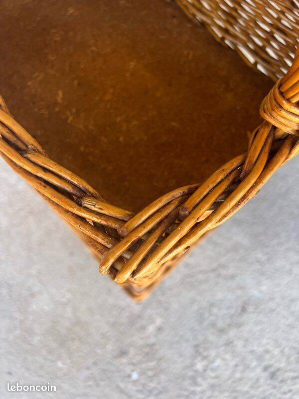 Vintage wicker bottle rack