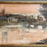 Tirault, oil on canvas view of angers signed 20th century