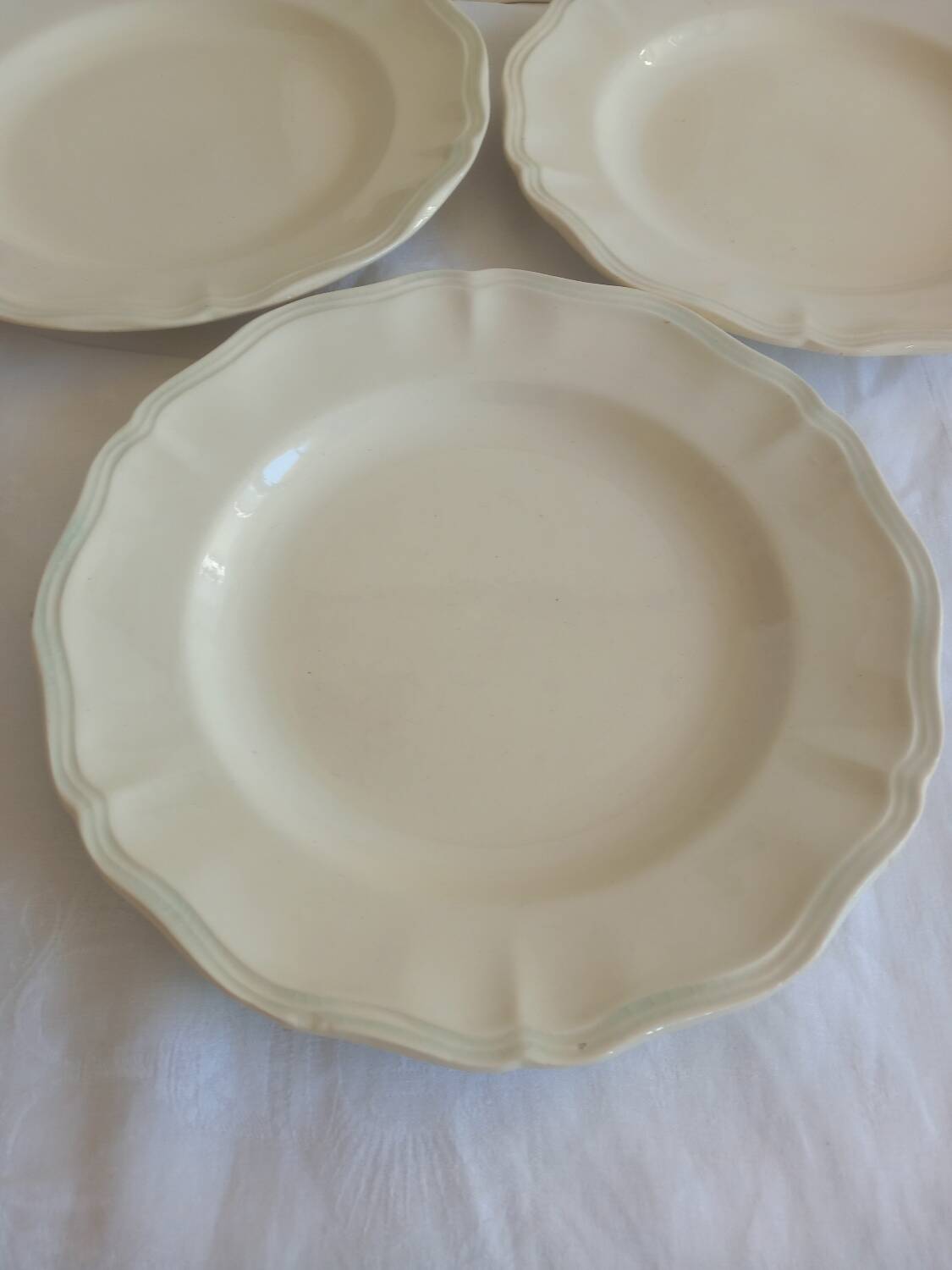 Set of 4 Digoin Sarreguemines Soup Plates – Ivory French Ironstone