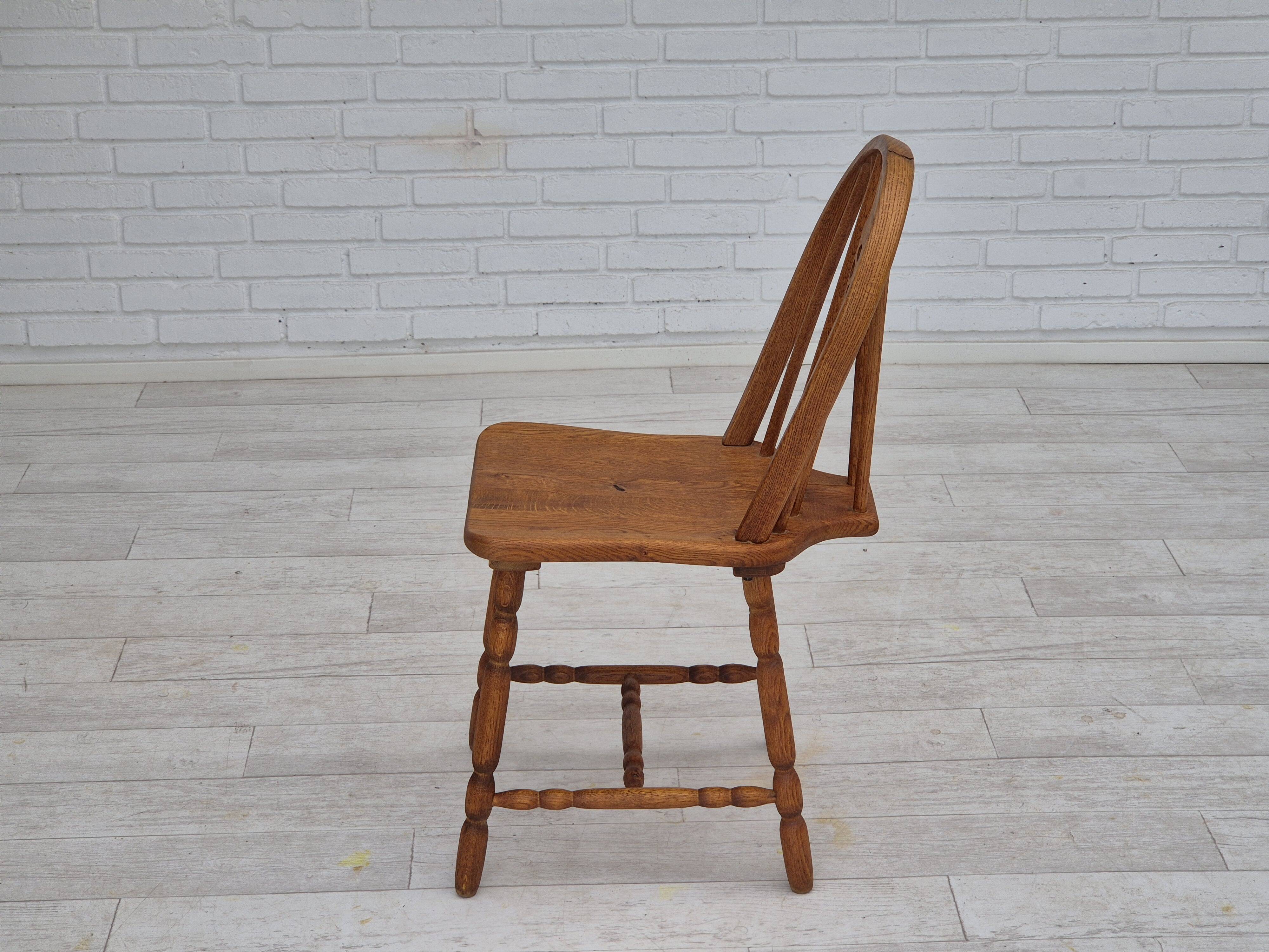 1960s, set of 4 scandinavian dining chairs in solid oak wood, original good condition.
