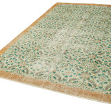 Handmade unique oriental beige carpet 207 cm x 312 cm