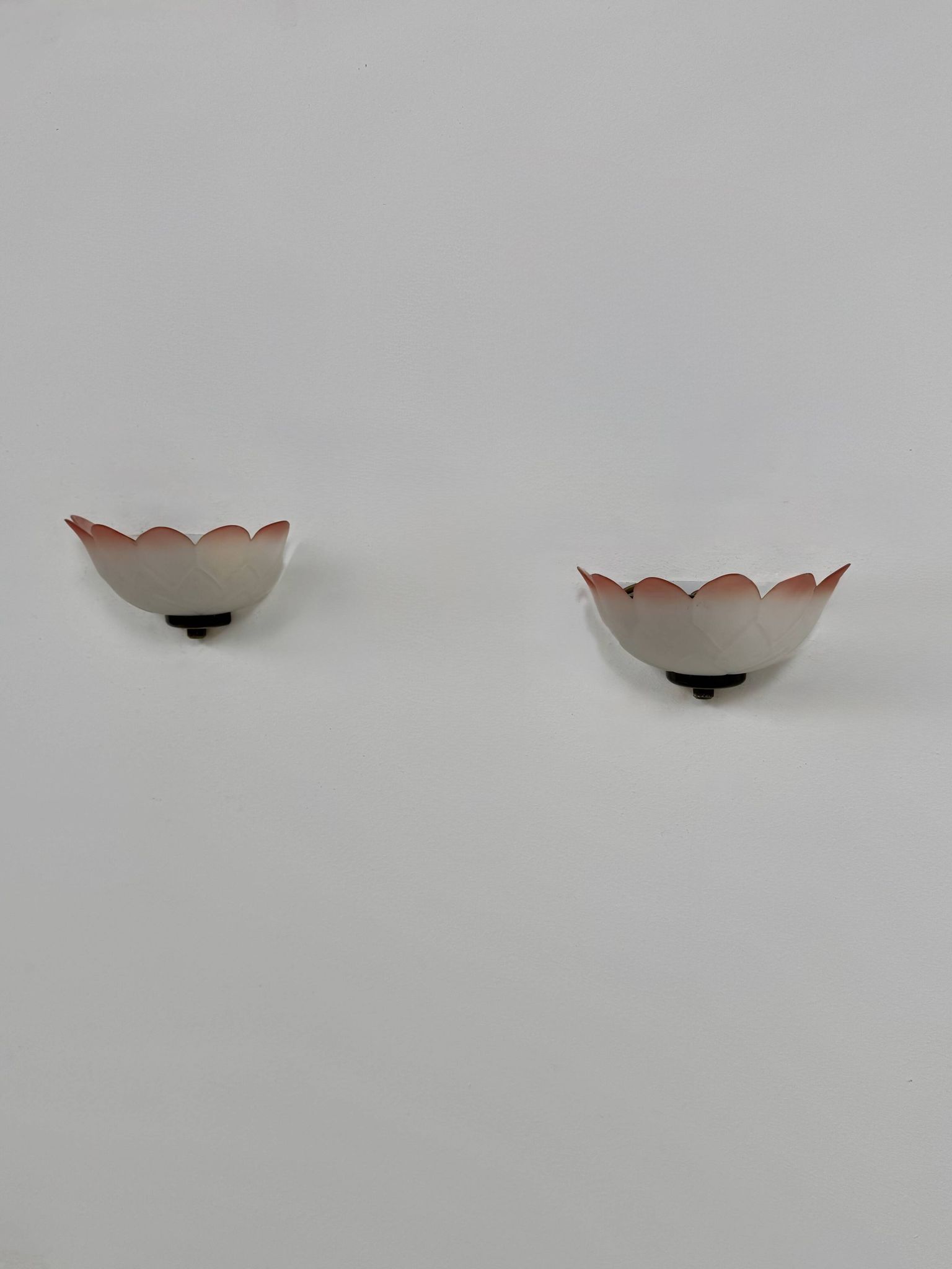 Vintage "flower" wall sconces, glass, France, 1970.