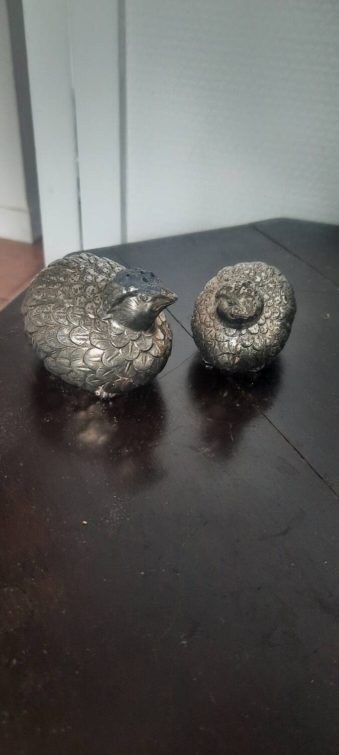 Salière et poivrier métal argenté