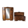 Walnut bedroom set: wardrobe and bed in solid wood.